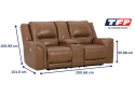 Electric 2 Seater Leather Recliner lounge with Console - Tremont